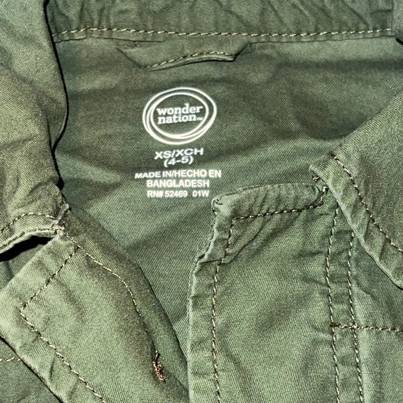 Wonder Nation Little Girl Utility Jacket Embroidered Details Army Green 4/5 XS - Picture 2 of 6